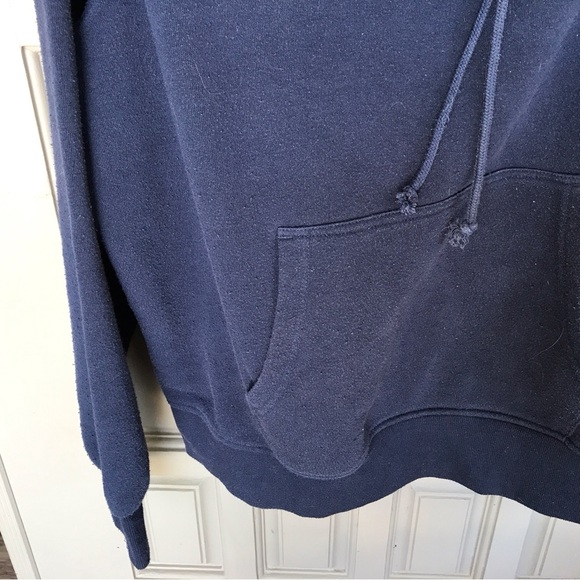 Good Vibes Hoody Kangaroo Pocket Navy SzL Drawstring Pullover Banded Cuffs/Hem - Picture 5 of 10
